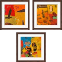 Framed 'Conversations in the Abstract 3 Piece Framed Art Print Set' border=