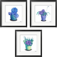 Framed Turquoise Succulents 3 Piece Framed Art Print Set