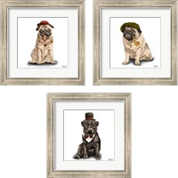 Framed 'Pugs in Hats 3 Piece Framed Art Print Set' border=