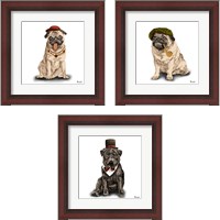 Framed 'Pugs in Hats 3 Piece Framed Art Print Set' border=