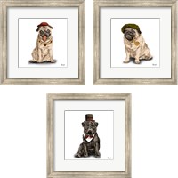 Framed Pugs in Hats 3 Piece Framed Art Print Set