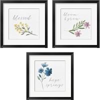 Framed 'Wildflowers and Sentiment 3 Piece Framed Art Print Set' border=