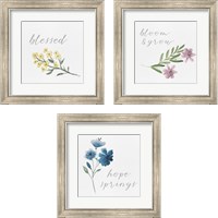 Framed Wildflowers and Sentiment 3 Piece Framed Art Print Set