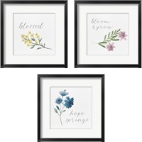 Framed Wildflowers and Sentiment 3 Piece Framed Art Print Set