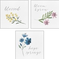 Framed Wildflowers and Sentiment 3 Piece Art Print Set