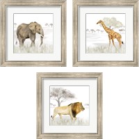 Framed 'Serengeti Wildlife 3 Piece Framed Art Print Set' border=