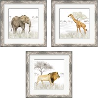 Framed 'Serengeti Wildlife 3 Piece Framed Art Print Set' border=