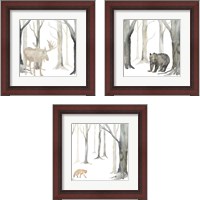 Framed Winter Forest Animal 3 Piece Framed Art Print Set