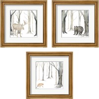 Framed 'Winter Forest Animal 3 Piece Framed Art Print Set' border=