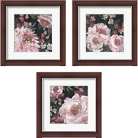 Framed 'Romantic Moody Florals on Black 3 Piece Framed Art Print Set' border=