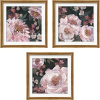 Framed 'Romantic Moody Florals on Black 3 Piece Framed Art Print Set' border=