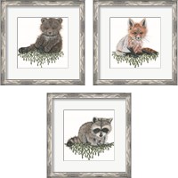 Framed 'Baby Forest Animal 3 Piece Framed Art Print Set' border=