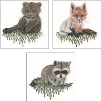 Framed 'Baby Forest Animal 3 Piece Art Print Set' border=