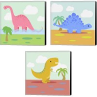 Framed 'Li'l Dino 3 Piece Canvas Print Set' border=