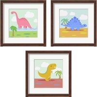 Framed Li'l Dino 3 Piece Framed Art Print Set
