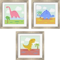 Framed 'Li'l Dino 3 Piece Framed Art Print Set' border=