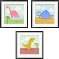 Framed 'Li'l Dino 3 Piece Framed Art Print Set' border=