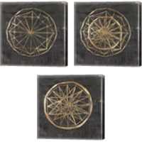 Framed 'Golden Wheel 3 Piece Canvas Print Set' border=