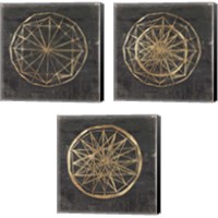 Framed Golden Wheel 3 Piece Canvas Print Set