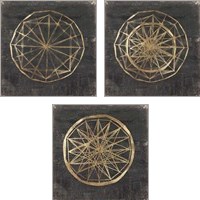 Framed 'Golden Wheel 3 Piece Art Print Set' border=