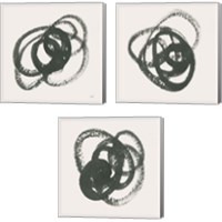 Framed 'Scribbly Black 3 Piece Canvas Print Set' border=