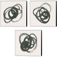 Framed Scribbly Black 3 Piece Canvas Print Set