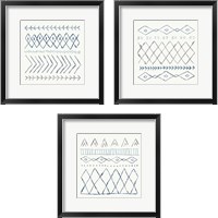 Framed 'Nordic Vibes  Blue3 Piece Framed Art Print Set' border=