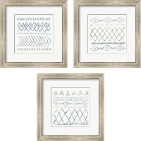 Framed 'Nordic Vibes  Blue3 Piece Framed Art Print Set' border=