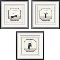Framed Modern Gray Bath 3 Piece Framed Art Print Set