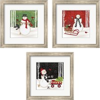 Framed 'Jolly Snowman 3 Piece Framed Art Print Set' border=