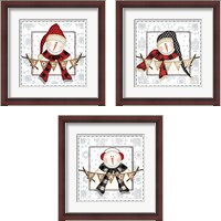 Framed 'Jolly Snowman 3 Piece Framed Art Print Set' border=