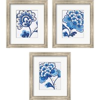 Framed 'Flora Chinoiserie  3 Piece Framed Art Print Set' border=
