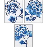 Framed 'Flora Chinoiserie  3 Piece Art Print Set' border=