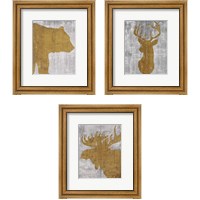 Framed 'Rustic Lodge Animals on Grey 3 Piece Framed Art Print Set' border=