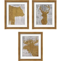 Framed 'Rustic Lodge Animals on Grey 3 Piece Framed Art Print Set' border=