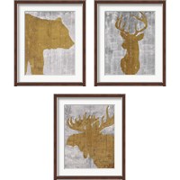 Framed Rustic Lodge Animals on Grey 3 Piece Framed Art Print Set