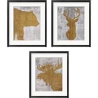 Framed Rustic Lodge Animals on Grey 3 Piece Framed Art Print Set