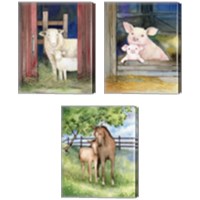 Framed 'Farm Family Horses & Animals 3 Piece Canvas Print Set' border=
