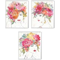 Framed 'Floral Figures 3 Piece Canvas Print Set' border=