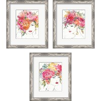 Framed 'Floral Figures 3 Piece Framed Art Print Set' border=