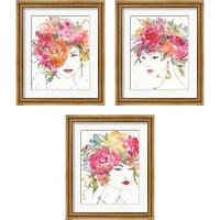 Framed 'Floral Figures 3 Piece Framed Art Print Set' border=