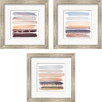 Framed 'Sunset Stripes 3 Piece Framed Art Print Set' border=