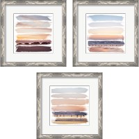 Framed 'Sunset Stripes 3 Piece Framed Art Print Set' border=