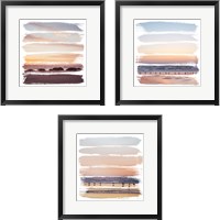 Framed 'Sunset Stripes 3 Piece Framed Art Print Set' border=