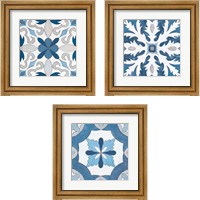 Framed Gypsy Wall Tile Blue Gray 3 Piece Framed Art Print Set