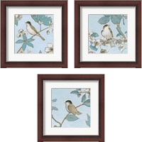 Framed 'Toile Birds 3 Piece Framed Art Print Set' border=