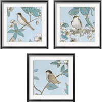 Framed Toile Birds 3 Piece Framed Art Print Set