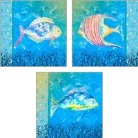 Framed 'Under the Sea 3 Piece Art Print Set' border=