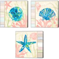 Framed 'Pastel Coastal 3 Piece Canvas Print Set' border=