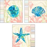 Framed Pastel Coastal 3 Piece Art Print Set